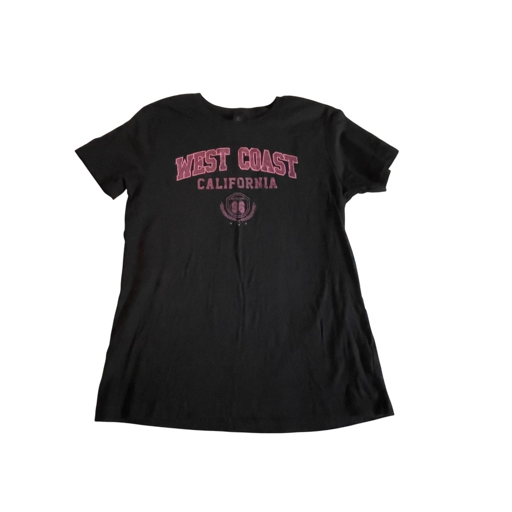 Gildan Softstyle West Coast California Graphic T-Shirt Black Womens Size M